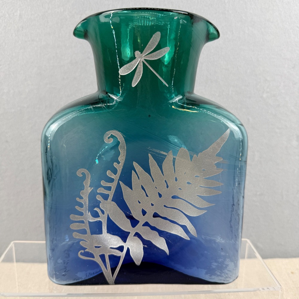 Blenko 384 2019 Water Pitcher Bottle "Water's Edge" Woodland Fern LE 4/4